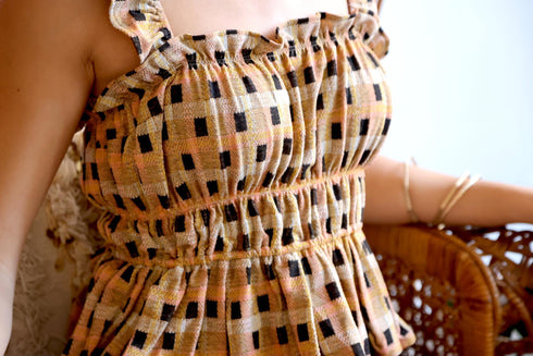 Checked Ruffle Tank